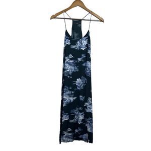 Tibi Womens Floral Midi Dress Size 2 100% Viscose & Silk‎ Black Blue Flowy